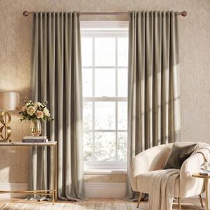 NICETOWN Taupe Velvet Curtains for Bedroom 84 inches Long, Rod Pocket & Back Tab Luxury Room Darkneing Window Treatments Vertical Heavyweight Winter Drapes for Living Room, W52 x L84, 2 Panels