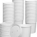 GUSTO [12 oz. - 50 Count White Paper Food Containers with Vented Lids - To Go Hot Soup Bowls, Disposable Ice Cream Cups, Ideal for Hot and Cold Foods