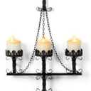 Black Wall Candle Sconces,3 Iron Candelabra,Gothic Victorian Decor,Rustic wall Candle Holder for Bathroom,Living Room,Dining Room Indoor Outdoor Use
