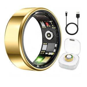 Smart Ring Health & Fitness Tracker for Men & Women, Heart Rate, SPO₂, Sleep & Activity Monitoring, IP68 Waterproof, Long Battery Life, Family Care Mode, No Subscription Fee (Gold, 8)