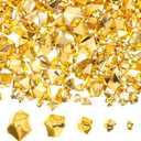 Nuanchu 1140 Pcs Fake Gems Mixed Sizes Fake Ice Cubes Acrylic Crushed Rocks Jewels Plastic Diamonds Crafting Vase Filler for Wedding Birthday Adventure Party Decorations Table Scatters (Gold Color)