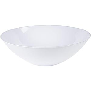 [16 OZ 20 Count] White Plastic Organic Party Soup bowls With Silver Rim Premium heavyweight Elegant Disposable Tableware Dishes