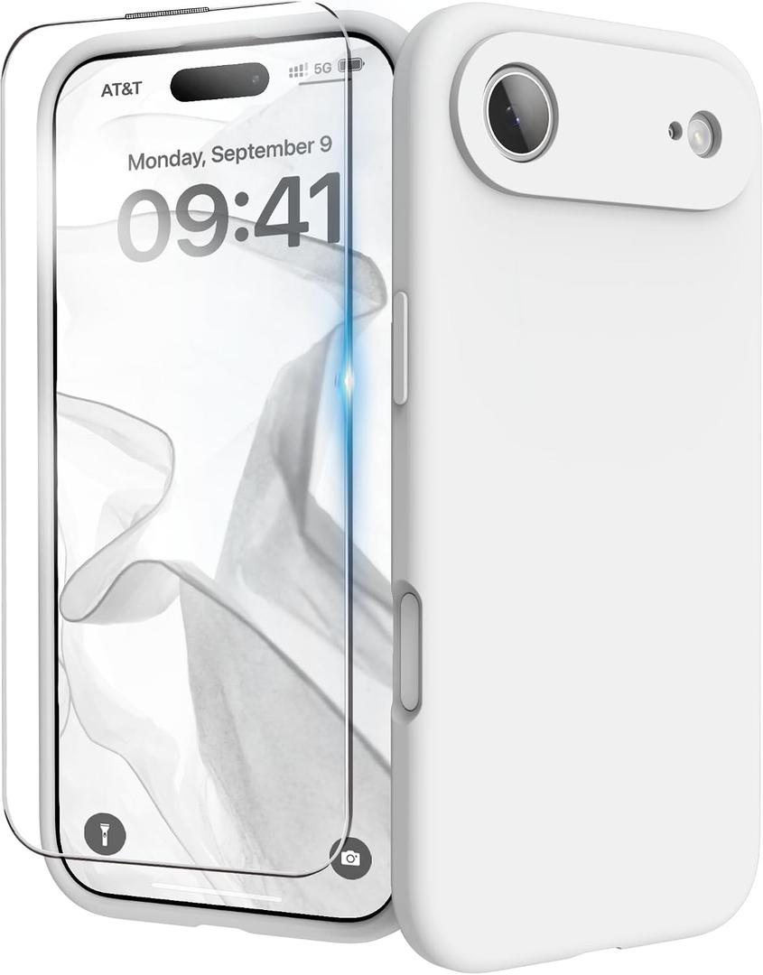 for iPhone Air Case, Liquid Silicone Cover with Camera Protection Anti-Scratch Soft Microfiber Lining Shockproof Protective Phone Case for iPhone Air 6.5", White