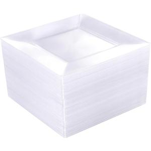 WDF 60PCS Clear Plastic Plates-9.5inch Square Disposable Plates - Premium Square Plastic Dinner Plates-Clear Dinner Plates Perfect for Wedding & Parties