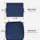 Thick Outdoor Back&Seat Cushion Covers 22×24×4in 6Pcs for Patio Furniture with Zipper Closure and Handle, Waterproof Replacement Slipcover for Garden Rattan Chair Sofa, Blue