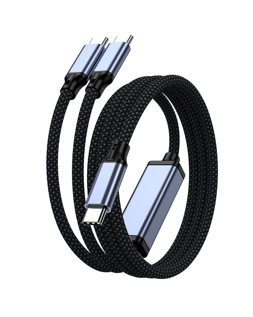 2-in-1 USB-C to dual USB-C data cable, 4 feet, maximum charging power 5A/100W, data transfer speed 480Mbps, compatible with iPhone 16/15 series, laptops, iPad, Nintendo Switch, Galaxy series, etc.