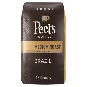 Peet's Coffee, Medium Roast Ground Coffee - Single Origin Brazil 18 Ounce Bag (EXP 12/28/25)