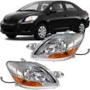 GXYWADY Headlight Assembly Replacement for 2007-2011 Yaris Sedan Halogen Projector Headlamp Headlights Pair Left and Right Side