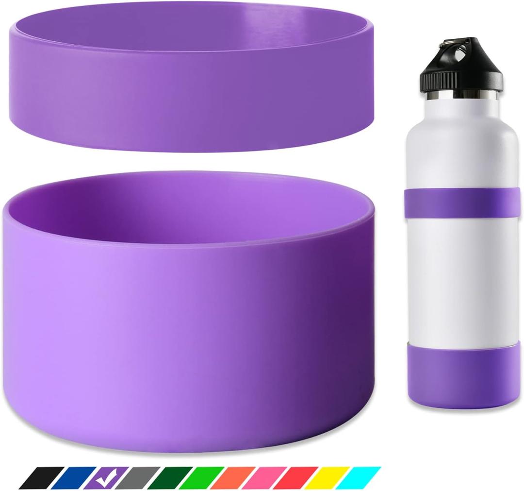 Greant Double Protective Water Bottle Boot Compatible with Hydro Flask, Silicone Flex Boot Compatible with Hydroflask Boot, Universal Anti-Slip Bottle Sleeve, Purple