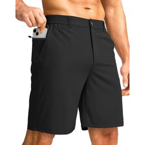 G Gradual Men's Casual Shorts 7" Lightweight Golf Shorts for Men Stretch with 3 Pockets Quick Dry Breathable Work Shorts (Black)