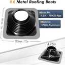 #6 Epdm Metal Roof Vent Boot, Flexible Roofing Boots Fits Pipe Od 4 3/4'' to 10'', Metal Roof Jacks Flashing for Houses Includ Roofing Screws & Hex, Black/ 1 Pcs
