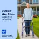 Medline Steel Rollator Walker with Seat, Blue, 300 lb. Weight Capacity, 8 Wheels, Foldable, Adjustable Handles, Rollator Walker for Seniors, Rolling Walker for Mobility Impairment