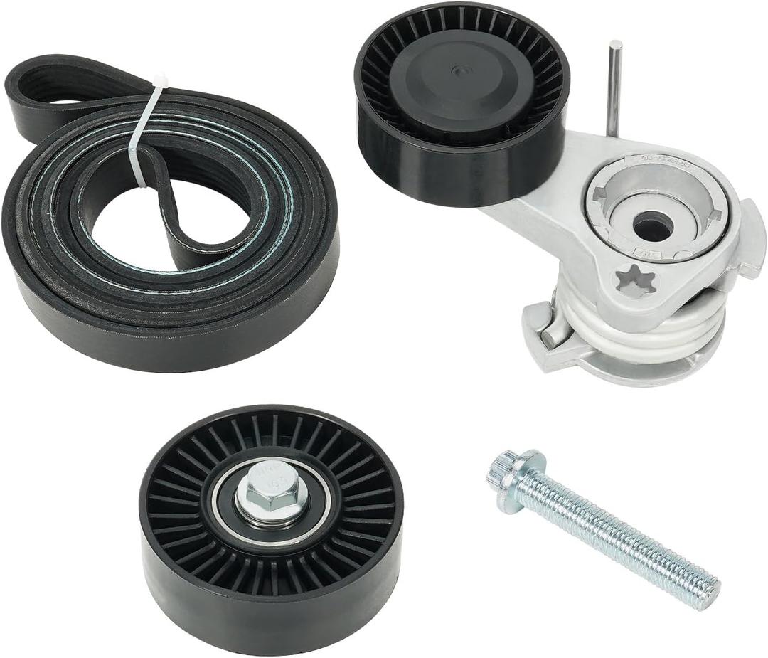Serpentine Belt Tensioner Bolt Idler Pulley Drive Kit Fit for BMW 128i 325i 325xi 328xi 330i 330xi 525i 525xi 528i 528xi 530i 530xi X3 X5, 3.0L L6, 2006-2013#Replace ADK0022P