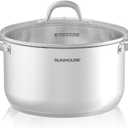 SUNHOUSE 8 Quart Stock Pot with Lid - 3-Ply Bottom Stainless Steel Pasta Cooking Canning Dutch Oven Pot - Induction Compatible for All Stovetops - Dishwasher Safe & Oven Safe