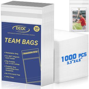 DEDC 1000Pcs Card Bags for One Touch Magnetic Card Holder, Team Bags for Trading Cards Resealable Card Sleeves Exact Fit Sleeves for 35PT Magnetic