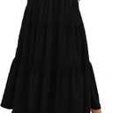HUSKARY Women's Summer Casual Elegant Smock Layered Tiered Maxi Skirt High Waisted A Line Flowy Long Skirts with Pockets, Small