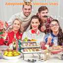 3 Tier Servings Tray for Party, 12"x6" Tiered Serving Platters with Steel Display Stand for Sevring Food,Cookies,Veggie, Dessert,Fruit, Black