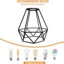 Pendant Light Shade Cage 3 Pack Black Metal Lamp Shades, Wire Geometric Vintage Edison Hanging Bulb Guard for Industrial Farmhouse Bedroom, Dining Room, DIY Lampshade