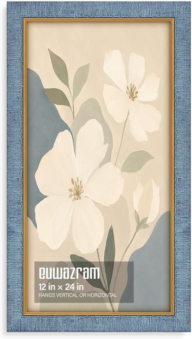 Textured Slate Blue 12x24 Picture Frame with Gold Inner Trim