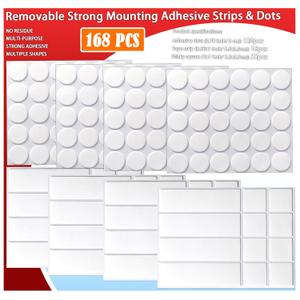 Double Sided Tape for Hanging Picture Poster Decorations, Removable Strong Mounting Adhesive Strips Dots for Balloon, Photo, Art Craft, Party Supplies