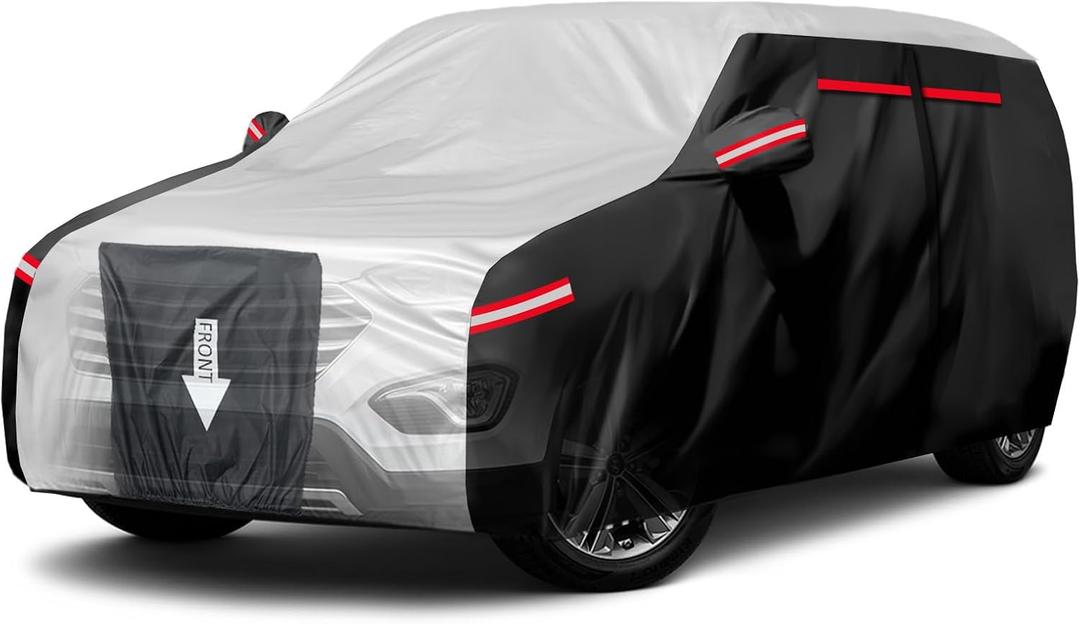 Neverland Car Cover - Car Cover Waterproof All Weather Snowproof UV Protection Windproof Full Car Covers with Side Door Zipper,Reflective Strips,Storage Bag Full Exterior Covers (SUV XL(192"-201"), silver)