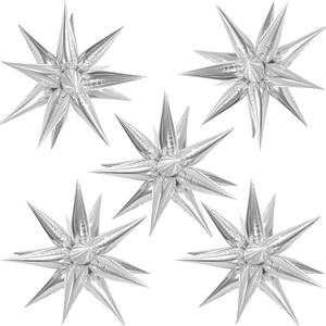 ZAKVOOR 60 Pcs Star Balloons 12 Spike Foil Explosion Party Decoration Balloons for Christmas New Year Eve Birthday (Silver)