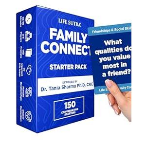 Family Conversation Starters Cards Games For Kids 10 +, Teens and Adults, Car Travel Communication Card Game, Social Skill & Mindful Therapy Talk w 150 Questions & Activities, Fun Gifts For Families