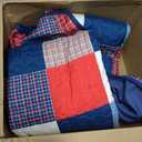 Lavish Home 3-Piece Caroline Patriotic Quilt Set - Americana Stars and Plaid Patchwork Bedding - Full/Queen Bed Spread with 2 Pillow Shams