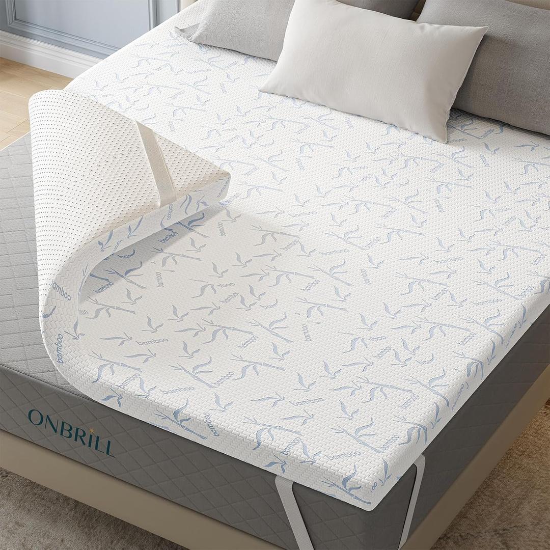 3 Inch Memory Foam Mattress Topper Twin, Bamboo Charcoal Dual Layer Foam Bed Topper in a Box, Removable Knit Cover with Non-Slip Design, Pressure Relief, CertiPUR-US Certified (Twin)