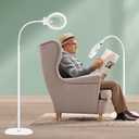 10X 30X Large Magnifying Glass with Light and Stand, 36 LED Flexible Gooseneck Floor Magnifying Lamp, Adjustable Brightness Large Lighted Magnifiers for Reading,Sewing,Crafts,Painting,DIY,White