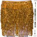Cubahop Boho Sequin Belly Dance Skirt Hip Belt Tassel Skirt Hip Wrap Scarf Rave Music Festival Costume for Women Girls