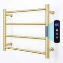 Gold Towel Warmers for Bathroom, Wall Mounted Hot Towel Racks, Heated Towel Drying Rack with Timer & Temperature Multi-Level Adjustable (4 Bars Brushed Gold D, Hardwired)