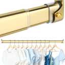 Oval Closet Rod for Hanging Clothes 30 to 54.5 Inch, Includes End Supports, Adjustable Wardrobe Tube, Heavy Duty Extendable Closet Pole, Carbon Steel, Gold