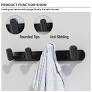 Coat Rack Wall Mount, Metal Coat Hanger with 4 Hooks, Heavy Duty, Black, 1 Pcs
