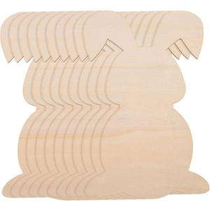 AUTSUPPL 10pcs Wooden Bunny Cutouts for Easter Crafts Unfinished Natural Wood Chips for Home Decoration for Creative Projects and Unique Easter Decorations