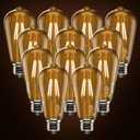 ASOKO ST58 Antique LED Filament Light Bulbs, LED Dimmable Edison Light Bulbs 4W, 2700K Warm White (Amber Glass) E26 Base Pack of 12