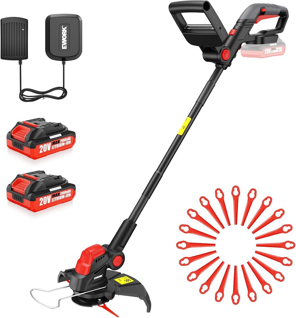 EWORK 2-in-1 Cordless Weed Wacker & Edger, 20V Lightweight Weed Eater, 10 inches
