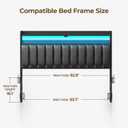 Rolanstar Headboard for Queen Size Bed with Storage, 60,000 DIY Color of LED Light, Headboard with USB, Type C Port, Height Adjustable, Black Upholstered Cabeceras de Cama Comfortable Modern, Leather