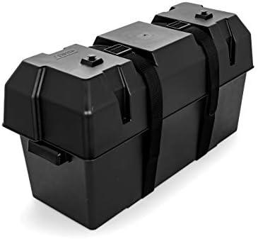 Camco Double Battery Box - Safely Stores RV, Automotive, and Marine Batteries - Features a Heavy-Duty Corrosion-Resilient Polymer Construction and Measures Inside 21-1/2" x 7-3/8" x 11-3/16" (55375)