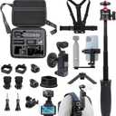 PellKing Accessories Kit for Osmo Pocket 3,Included Carrying Case,Magnetic Mount,Phone Monitor Holder,Selfie Stick,Mini Tripod,Desk Support Mount,Shoulder Strap,Chest Strap,Screen Protector,and Other