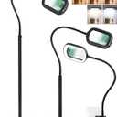 10X Rectangle Magnifying Glass with Light and Stand, 24" Flexible Gooseneck 3-in-1 Floor Lamp, 5 Color Modes Stepless Dimmable, LED Lighted Hands Free Magnifier for Reading Crafts Painting Close Work (Black)