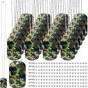 60 Pack Camouflage Military Dog Tag Necklaces Acrylic Army Party Decorations Supplies Bulk Include 30 Camo Tags with 30 Steel Beaded Chain for Soldier Men Dogs