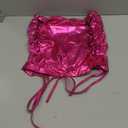 EVILD Sexy Metallic Mini Skirt Glitter Tie up Cut Out Skirt Elastic Ruched Club Bodycon Skirt Party Sexy Costume for Women ( Regular, Rose)