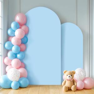 Baby Blue Spandex Fitted Arch Backdrop Cover - 7.2FT, 6FT Round Top Chiara Stand for Wedding, Birthday Party Decoration