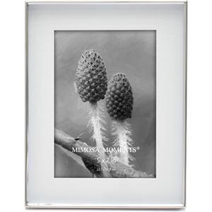 MIMOSA MOMENTS 5x7 Photo Frame with Mat, 7x9 Metal Shadow Box Frame (Silver), Tabletop Display Picture Frame, Thin Metal Border, Perfect for Home Decor, Wedding & Family Photos