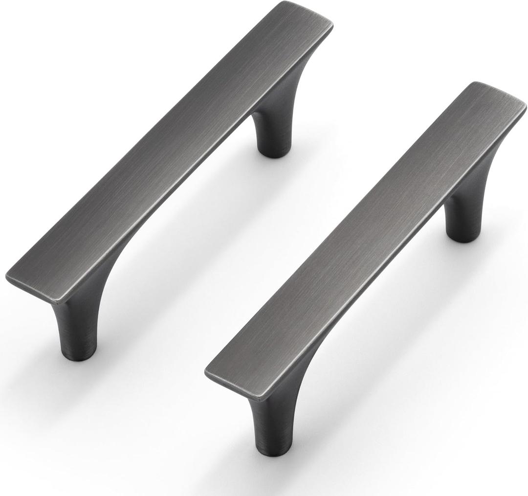 HESTIA HARDWARE 10 Pack Handles for Cabinets and Drawers | 3 Inch (76mm) Center to Center Antique Silver | Kitchen Pewter Cabinet Hardware, Drawer Pulls and Dresser Handles (Z15.3in.10.B)