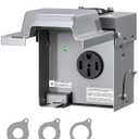 SURAIELEC 50 Amp RV Power Outlet Box, 125V/250V NEMA 14-50R Enclosed Lockable RV Electrical Outlet, Weatherproof Power Box for RV/EV Receptacle, Outdoor Panel for RVs, Trailer, ETL & UL Listed