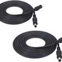 2 Pack 3m/9.84ft Black 5.5mm x 2.5mm DC Plug Extension Cable DC Extension Cable 5.5mm x 2.5mm Barrel Male Plug Connector