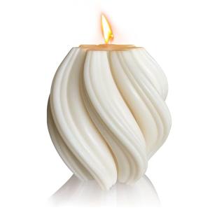 Spiral Swirl Candle Beautiful Handmade Pillar Scented Soy Wax Twirl Elegant Bubble Aesthetic Candle Housewarming Gift Home Room Shelf Decor Idea Spiral Candl (White Medium)