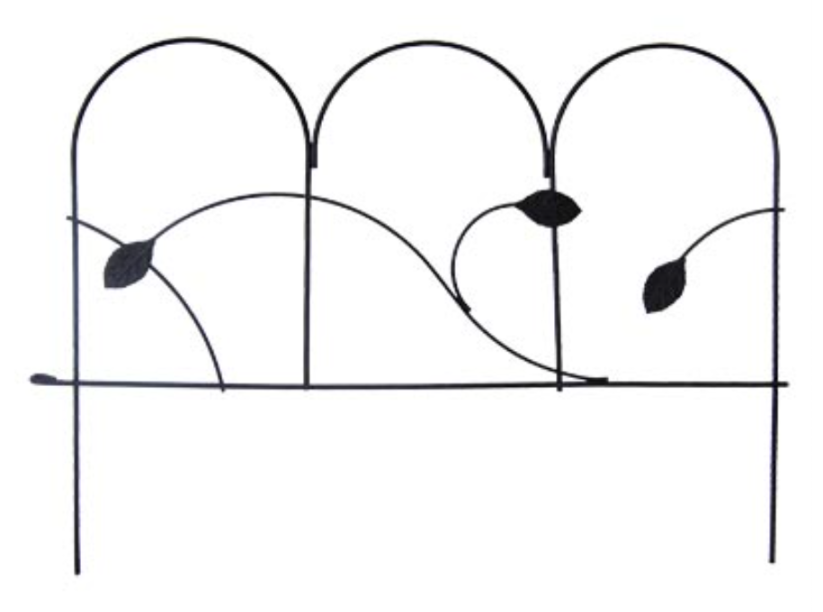 Pack of 7 Pathway Lining - Panacea Leaf Garden Border Fence Black 14"H x 19.5"W